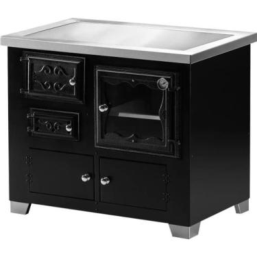 Imagem de Fogão a Lenha Romano Serpentina Esquerdo Chapa Ferro Preto HMD