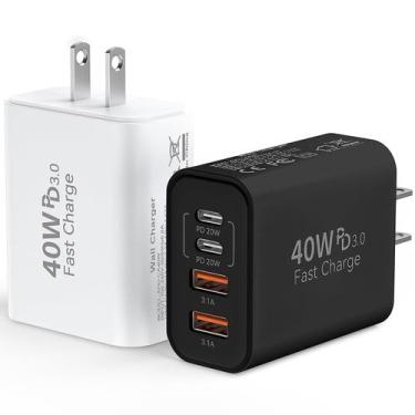Imagem de Carregador rápido de parede USB C, 40 W, 4 portas, adaptador de alimen