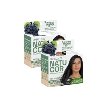 Imagem de Kit 2 Tintura Pó Natucor Embelleze Uva Preta Preto Intenso 1.00