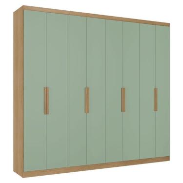 Imagem de Guarda Roupa Casal Milan 8 Portas Capuccino Menta Acetinado - Thb