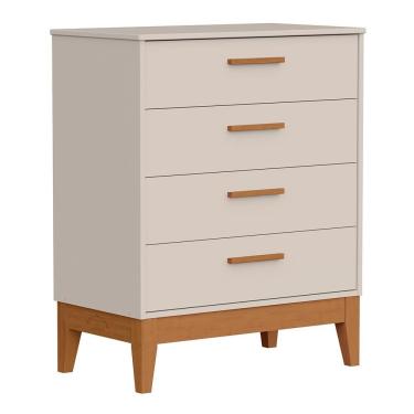 Imagem de Cômoda Infantil Flip 4 Gavetas em MDF com Puxador em MDF Bege Fosco com Pintura UV