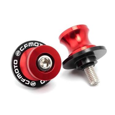Imagem de Carretéis deslizantes de braço oscilante de 10 mm 675SS adequados para CFMOTO 675SS Acessórios de barra de impacto com estrutura de suporte, alumínio CNC T6061 (vermelho)