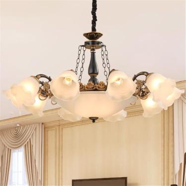 Imagem de Ustre E Lâmpada Pendente LED De Luxo: Estilo Retro Americano Com Toque Europeu, Ideal Para Sala De Estar, Restaurante, Quarto, Estudo, Villa, Hotel E Café (H 10 luzes)
