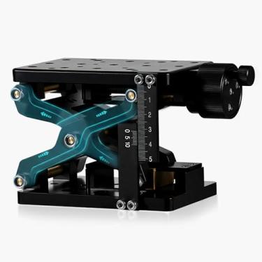 Imagem de Plataforma de elevação Z-Axis, mesa de elevação manual de laboratório, elevador de plataforma de palco linear de alta precisão com régua de escala, construção de liga de alumínio 60 mm curso rolamento