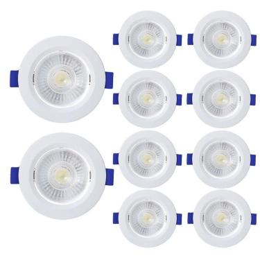 Imagem de Kit 10 Spot De Led Embutir Slim Mr16 Redondo 6w Bivolt 3000k Quente