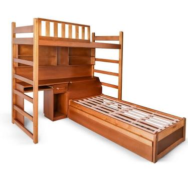 Imagem de Treliche Reto Conjugado 100% Madeira com Baú Mogno Mel