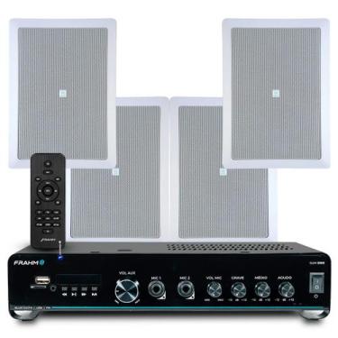 Imagem de Kit Som Ambiente Embutir Teto Jbl 4 Arandelas Retangular + Receiver Sl