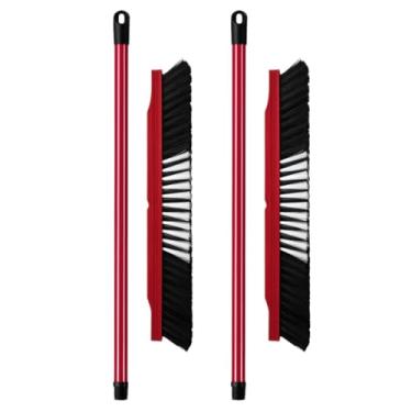 Imagem de 2 Vassouras de Pelos Sintéticos 60cm Grande com Cabo e Base de Madeira Reforçada – Cerdas Macias e Densas para Piso Liso – Limpeza Doméstica Eficiente, Leve e Durável para Casa e Apartamento