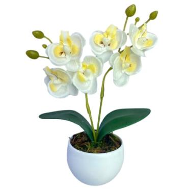 Imagem de Arranjo Orquideas Mini Planta Artificial Seda Decorativa(Branca)