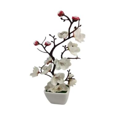 Imagem de Kuntesetty Vaso de Flores Artificiais para Bonsai, Simulação de Planta, Decoração Falsa, Vaso de Mesa, Ornamento, Seda PP, Textura Realista, Adequado para Escrit, Branco, Tamanho real