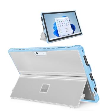 Imagem de SSS·GRGB Capa para Microsoft Surface Pro 7 Plus/7/6/5/4/LTE, capa protetora robusta com suporte para caneta, compatível com teclado tipo capa, transparente e azul