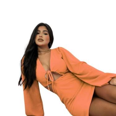 Imagem de Vestido Duna Festa Multiformas Cropped Manga Longa Balada Evento Passe