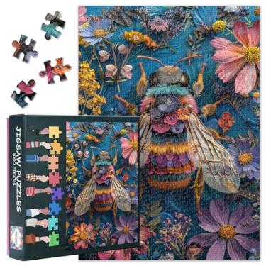 Imagem de Bee Puzzles for Adults 1000 Pieces, Nature Insect Puzzle as Home Decor, Bee in Neon Flowers Jigsaw Puzzles, Artwork Idea Puzzle for Adults, Smooth Edges Durable Crafts (50.5x70.5cm)