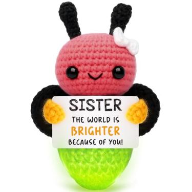 Imagem de Mini Inspirational Gifts for Sister – Handmade Crochet Firefly, Birthday Gift for Sister Women, Soul Sister Present, Best Friend Like Sister Gift, Sentimental Self Care Christmas Stocking Stuffer