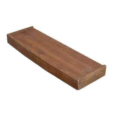 Imagem de Prateleiras flutuantes de madeira maciça para decoração de casa, ideal para sala de estar, quarto, lavanderia e cozinha. Prateleiras com suportes para armazenamento geral de livros, decoração de casa