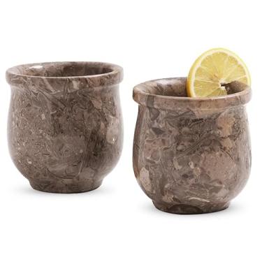 Imagem de Radicaln Copos de dose de mármore 5 cm Conjunto de 2 copos de bebida artesanais oceânicos para acessórios de bar, copo ideal de vodka, uísque e tequila para bar doméstico