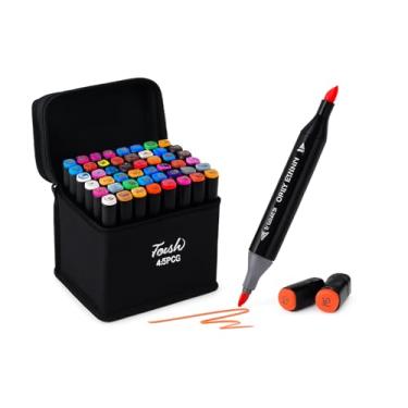 Imagem de Caneta Marcador Para Colorir Desenho Profissional 48, Cores Conjunto De Canetinhas Pontas Duplas Codificados por Cores Vivas para Desenho Boobie Goods