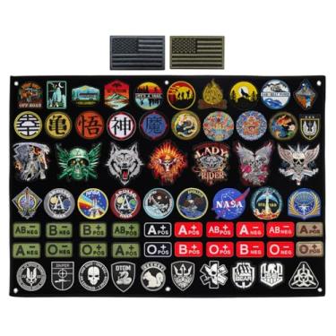 Imagem de Painel de exibição de patch tático de 110,5 x 69,8 cm - placa dobrável com suporte de crachá - pano de nylon para pendurar na parede para colecionar emblemas de gancho e laço de uniforme de combate do