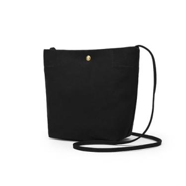 Imagem de YONBEN Bolsa transversal feminina simples e elegante bolsa tiracolo cor sólida e design de fecho magnético, Preto/lona, Small