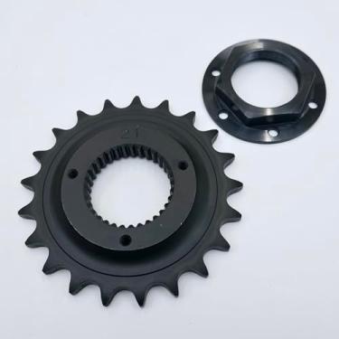 Imagem de Kit de conversão de transmissão de correia a corrente com roda dentada de transmissão dianteira de 21 dentes de 0,5 polegadas e porca sextavada flangeada de travamento para modelos Harley Sportster XL