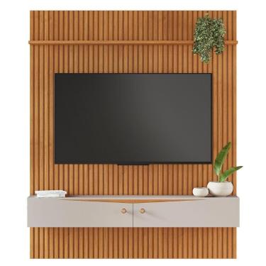 Imagem de Painel Para Tv Ripado Riso Com Nicho 65 Polegadas Jcm Movelaria Cinamomo Off White 1,82m