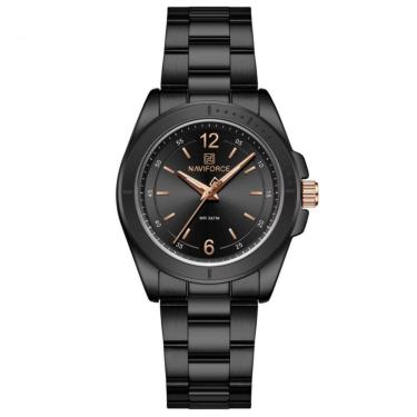 Imagem de Relógio De Pulso Feminino Em Aço Inoxidavel Confortável Design Elegante à Prova D´agua Preto