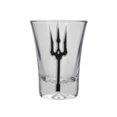 Imagem de Copo Dose Cachaça Exú Tridente Trabalhado Vidro 45 ml