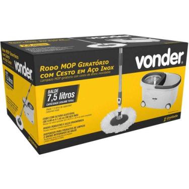 Imagem de Vassoura Mop Giratório 7,5 Litros Com Cesto Inox Vonder