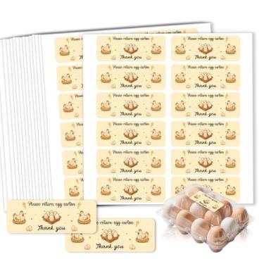 Imagem de GOMAKERER 180 etiquetas de caixa de ovos frescos da fazenda, adesivos autoadesivos de embalagem de ovos não lavados em tons de bege de 6,6 x 2,5 cm para caixa de ovos de galinha, suprimentos agrícolas