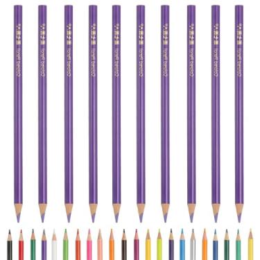 Imagem de PATIKIL Lápis de cor, lápis de desenho de cor roxa com núcleos à base de óleo, materiais de scrapbook, para adultos, livros de colorir, artistas, iniciantes, desenho, esboços, 10 peças