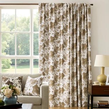 Imagem de Cortinas blackout Taupe Flroal 272 cm, conjunto de 2 painéis vintage 100% escurecimento do ambiente, cortinas de janela com isolamento térmico, chenille, tratamentos de quarto, padrão floral, cortina