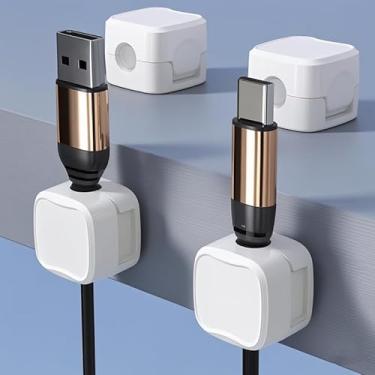 Imagem de Suporte de cabo magnético, clipe organizador de cabos para mesa de cabeceira para gerenciamento de mesa para escritório em casa, escritório, telefone, parede, mesa