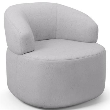 Imagem de Poltrona Giratória Orgânica Para Sala de Estar Living Helena L02 Linho Cinza - Lyam Decor