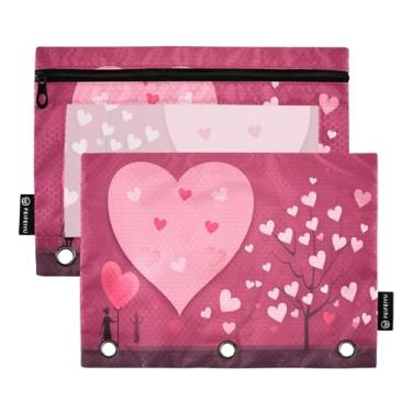 Imagem de Wassud Pacote com 2 pastas de fichário de árvore de coração, pastas de bolso com 3 furos, organizador de fichários para casa, escritório