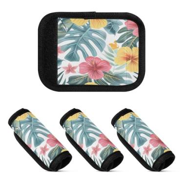 Imagem de Qilmy Pacote com 4 identificadores de bagagem havaiana com alça de ovo e alça confortável para carrinho de bebê, mala de viagem, acessórios de viagem de avião2274