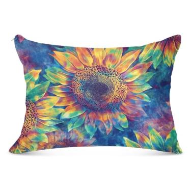 Imagem de Fronha decorativa grande com zíper colorido girassol tie dye arte grande padrão queen king travesseiro corporal, tamanho do corpo, 53 cm x 137 cm