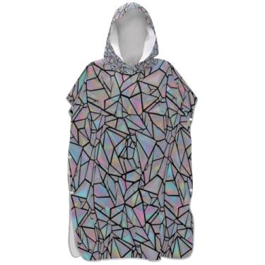 Imagem de Joisal Roupão abstrato arco-íris para adultos, poncho de surfe, toalha de banho com capuz, absorvente, ponchos de praia para homens