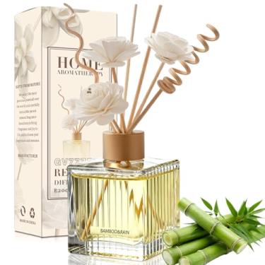 Imagem de Conjunto de difusor de bambu e palheta de chuva de 200 ml – Perfume Zen Garden em frasco de vidro premium com varetas de vime naturais | Aromatizador de ar calmante para casa, escritório, spa |