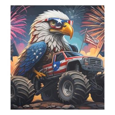 Imagem de Adesivo magnético de geladeira de caminhão bandeira americana, para arruelas de metal, decalque de painel de cozinha 58 cm L x 66 cm A