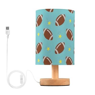 Imagem de Joisal Bolas de rugby estrelas pequenas lâmpadas de quarto para mesa de cabeceira, abajur de mesa moderno abajur de linho lâmpada pequena para quarto, itens essenciais de dormitório