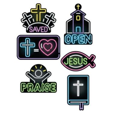 Imagem de Fun Express Conjunto de mini pôsteres religiosos de luzes neon de 28 a 56 cm - 12 peças