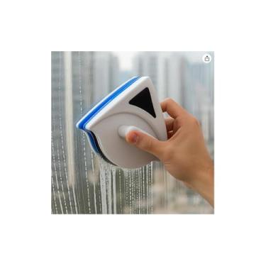 Imagem de Rodo Limpa Vidros Magnético Dupla Face, Amarelo e Azul, Fibra Sintética, 11x11x5cm, com Corda 160cm