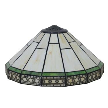 Imagem de Cúpula de reposição estilo Tiffany de 16 polegadas com tampa, cúpula de vidro colorido creme mediterrâneo estilo Mission para luminárias de mesa, de leitura, de chão e de mesa.