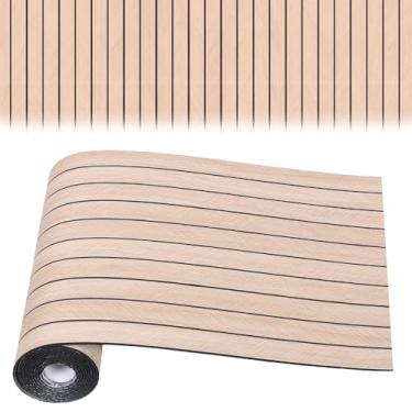 Imagem de Papel de parede descascar e colar, 299,7 x 39,9 cm, painel de parede de ripas de PVC descascar e colar, painel de ripas de madeira artificial autoadesivo à prova de som papel de parede 3D para