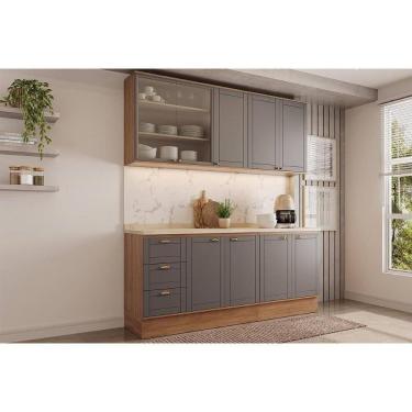 Imagem de Kit De Cozinha Completa 4 Peças Bella (2aéreos+2balcões) C4p168 Nogal-cinza - Carraro