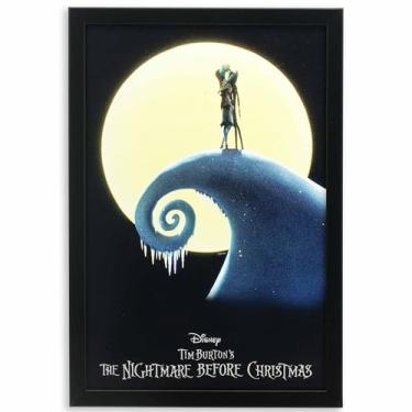 Imagem de Disney Pôster do filme O Estranho Mundo de Natal Emoldurado Decoração de Parede de Madeira - Arte de Parede Jack e Sally para Decoração de Casa ou Dia das Bruxas