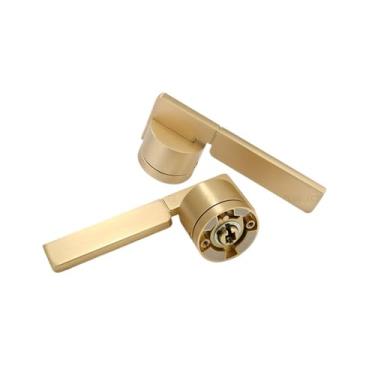 Imagem de Fechadura de porta de quarto, liga de zinco, silenciosa, fechadura de madeira, fechadura americana simples, alça dividida para casa (escovada dourada)