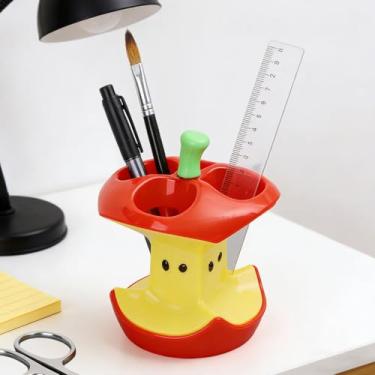 Imagem de Bonito suporte de escova de dentes com design de núcleo de frutas vermelhas com 3 furos, rack de armazenamento de escova de dentes elétrica, casa de banho, escova de maquiagem, 15 x 11,5 x 11,5 cm