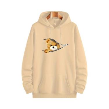 Imagem de Moletom Masculino Com Estampa De Urso Fofo, Confortável, Solto E Moder