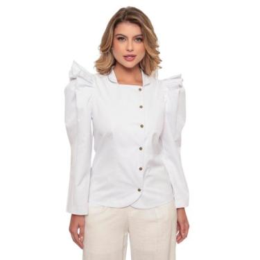 Imagem de Dolma Feminina em Sarja com elastano e babados Isadora Branca - Garden
